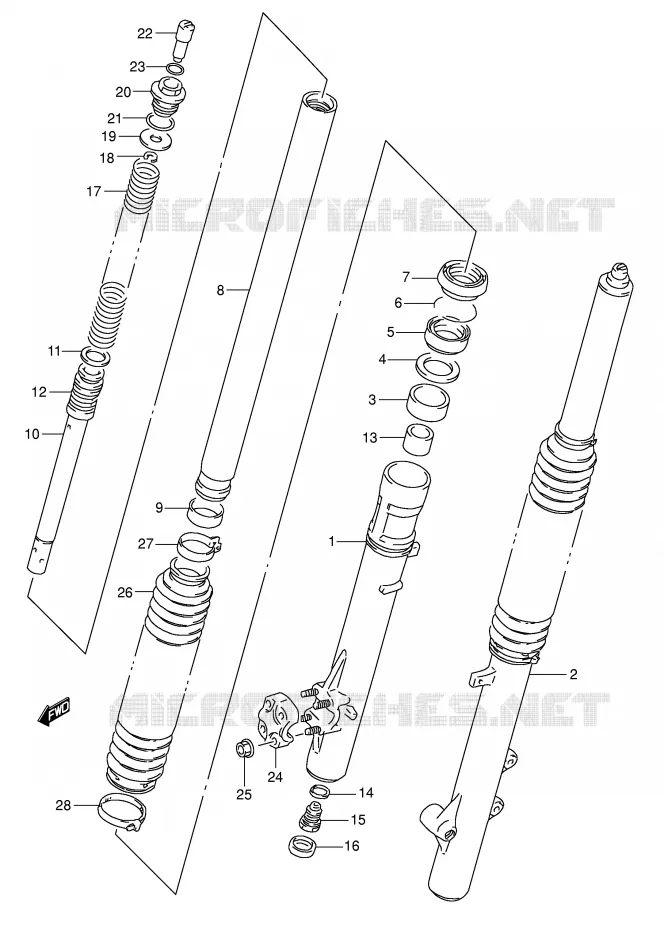 FRONT FORK (SEE NOTE) Suzuki MOTO 350 DR 1992  DR350N(E1)