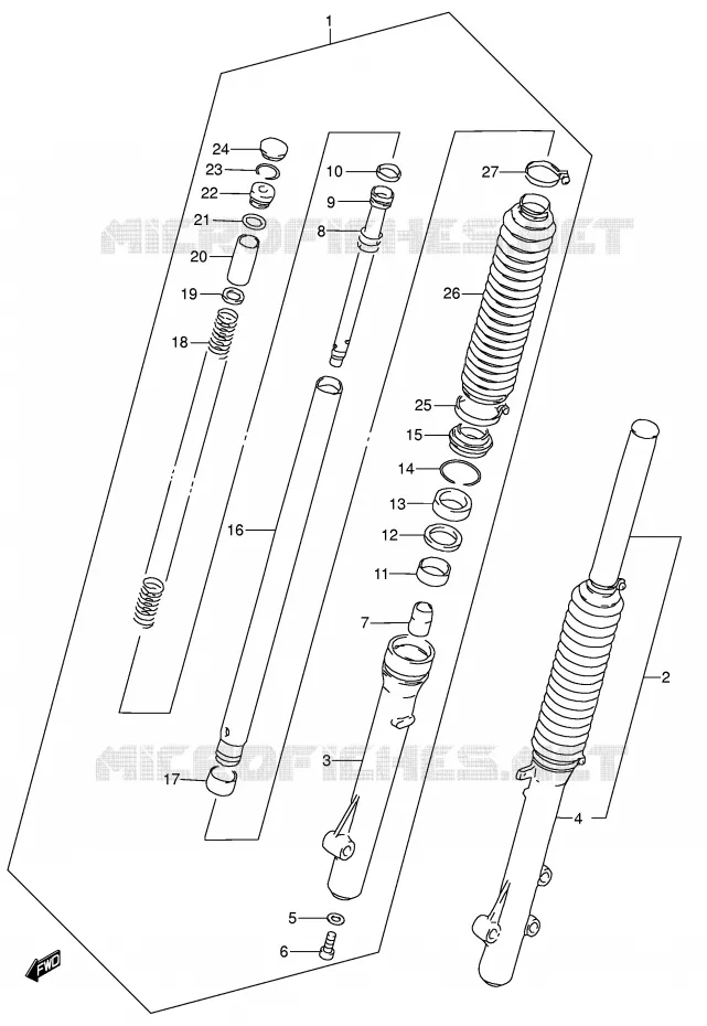 FRONT FORK Suzuki MOTO 200 DR 2003  DR200SEK3(E3/E28)