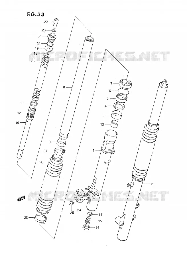 FRONT FORK Suzuki MOTO 350 DR 1993  DR350SHP(E2)