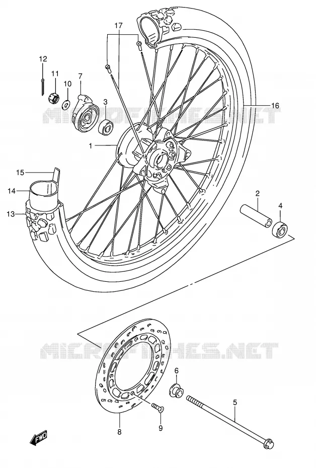 FRONT WHEEL (MODEL K2 P9) Suzuki MOTO 200 DR 2004  DR200SEK4(E24)