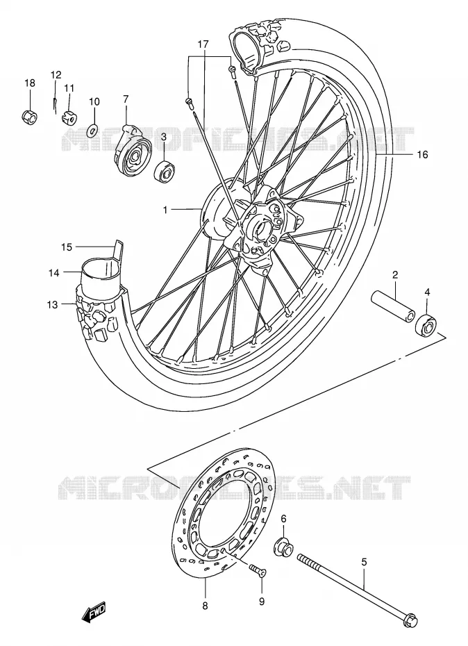 FRONT WHEEL Suzuki MOTO 200 DR 1995  DR200SES(E24)