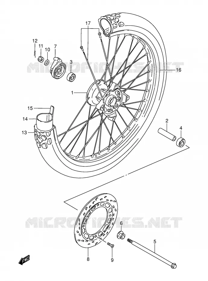 FRONT WHEEL Suzuki MOTO 200 DR 2003  DR200SEK3(E3/E28)