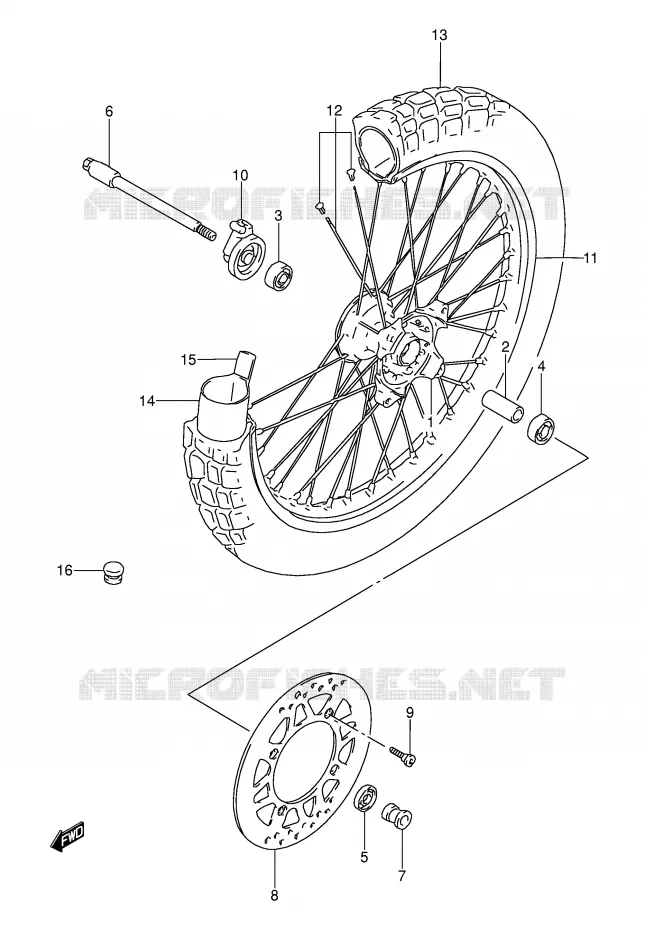 FRONT WHEEL Suzuki MOTO 250 DR 1990  DR250SL(E24)
