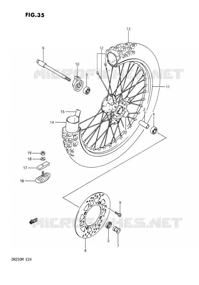FRONT WHEEL Suzuki MOTO 250 DR 1991  DR250M(E24)