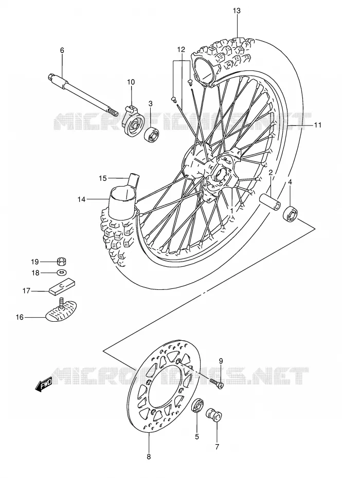 FRONT WHEEL Suzuki MOTO 350 DR 1990  DR350L(E3)