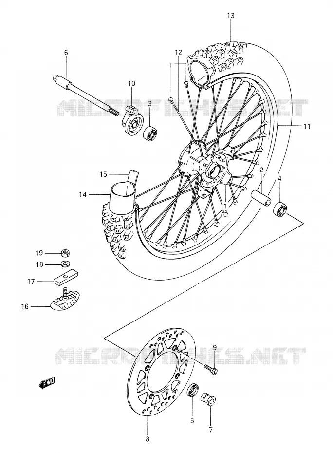 FRONT WHEEL Suzuki MOTO 350 DR 1992  DR350N(E28)