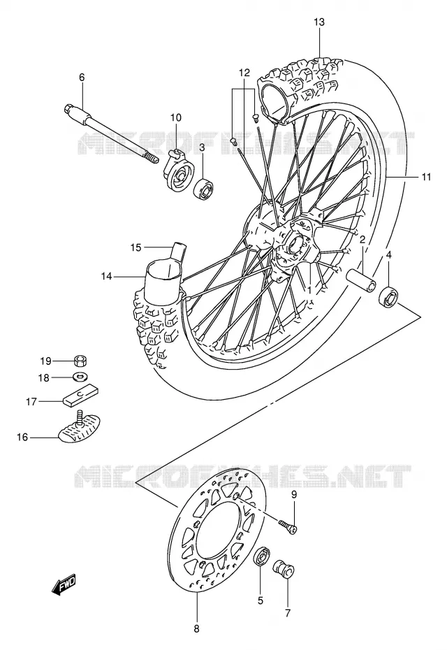 FRONT WHEEL Suzuki MOTO 350 DR 1993  DR350P(E1)