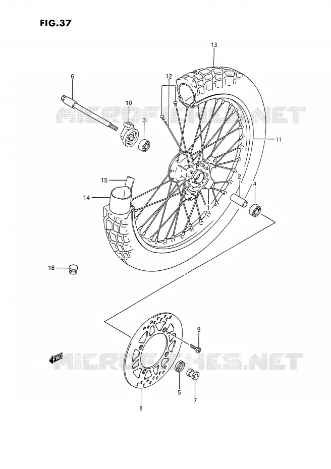 FRONT WHEEL Suzuki MOTO 350 DR 1994  DR350SHR(E2)