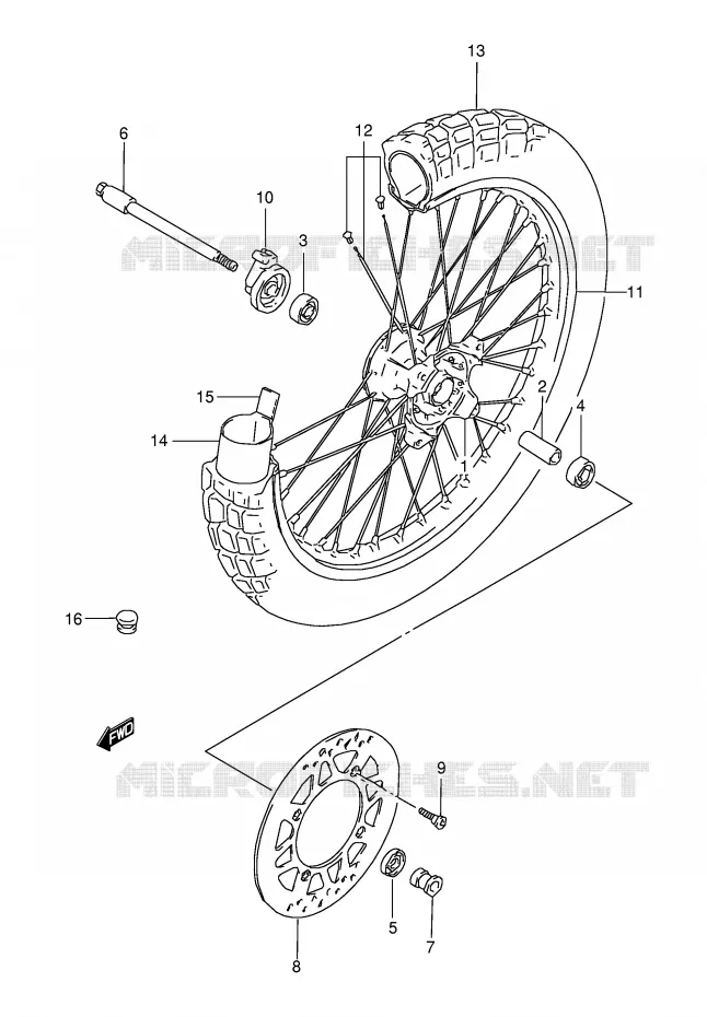 FRONT WHEEL Suzuki MOTO 350 DR 1995  DR350SES(E2)