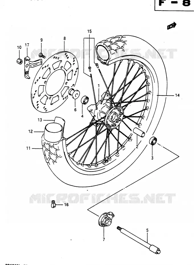 FRONT WHEEL Suzuki MOTO 650 DR 1990  DR650RL(L)
