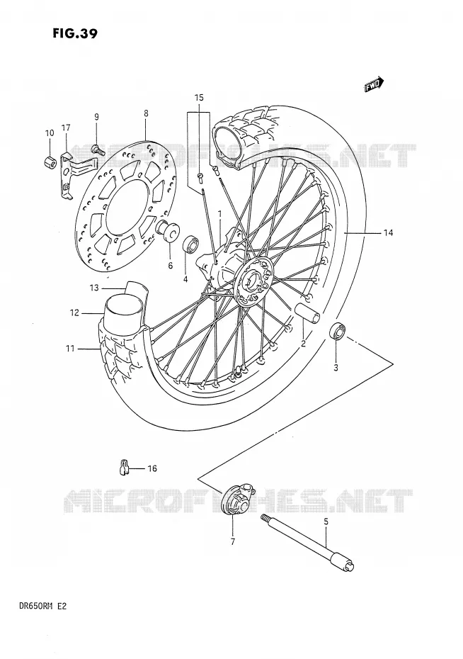 FRONT WHEEL Suzuki MOTO 650 DR 1991  DR650RM(E2)
