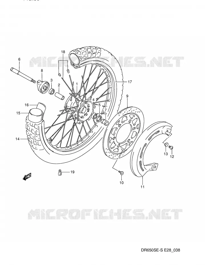 FRONT WHEEL Suzuki MOTO 650 DR 1994  DR650SER(E28)