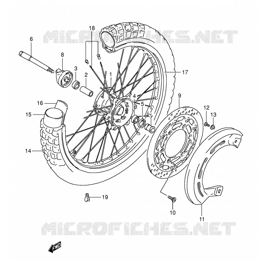 FRONT WHEEL Suzuki MOTO 800 DR 1993  DR800SUP