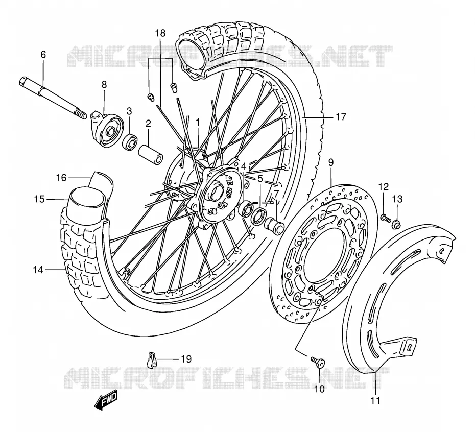 FRONT WHEEL Suzuki MOTO 800 DR 1997  DR800SUV