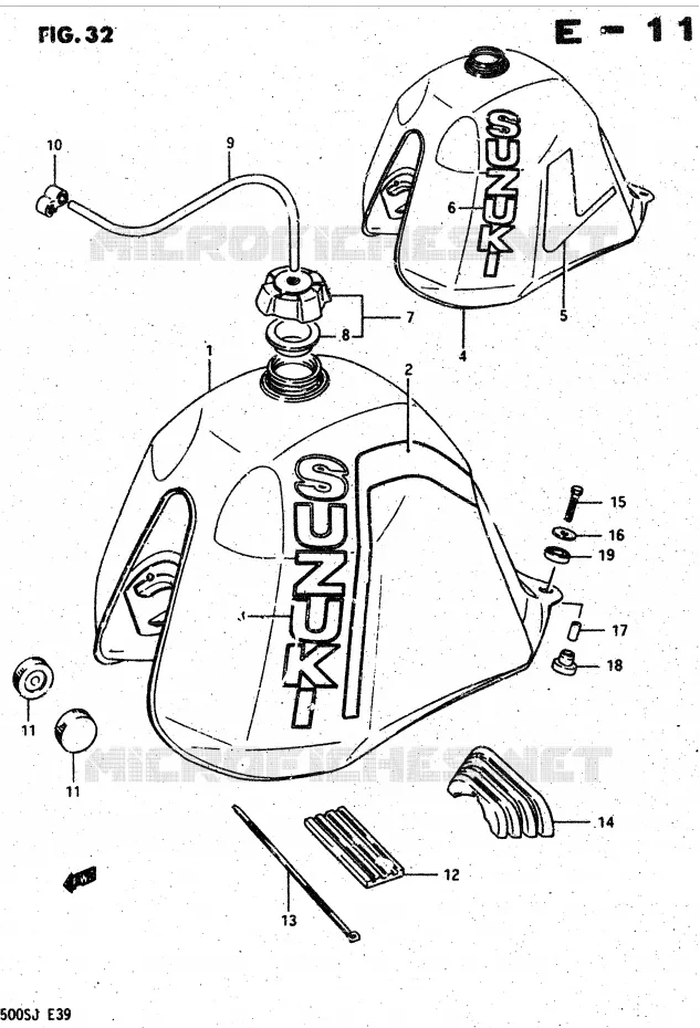 FUEL TANK (DR500RG/RH) Suzuki MOTO 500 DR 1987  DR500SH(G/H/J)