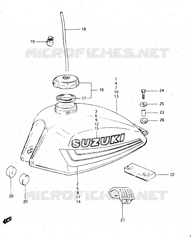 FUEL TANK (MODEL D) Suzuki MOTO 500 DR 1984  DR500SE(E1)