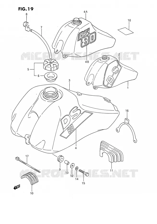FUEL TANK (MODEL H/J/K) Suzuki MOTO 80 DS 1985  DS80F(E24)
