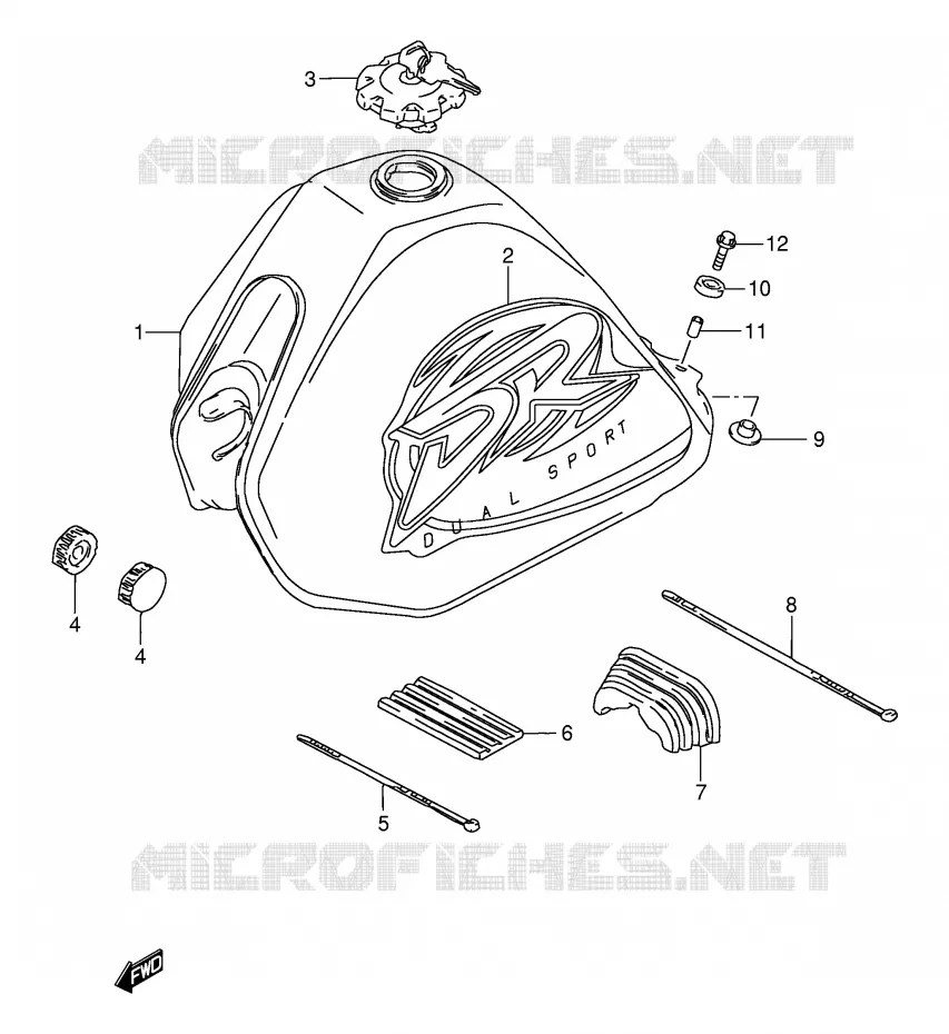 FUEL TANK (MODEL K1) Suzuki MOTO 125 DR 2001  DR125SEK1(E2)