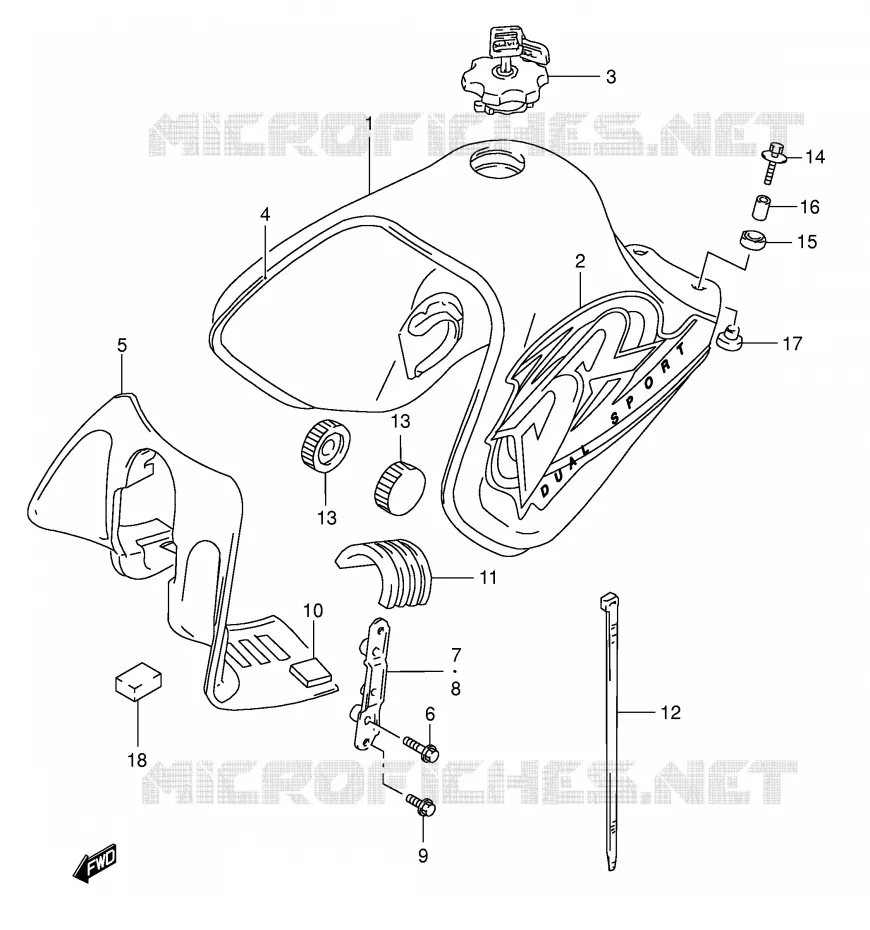 FUEL TANK (MODEL K1) Suzuki MOTO 650 DR 2002  DR650SEK2(E3/E28)