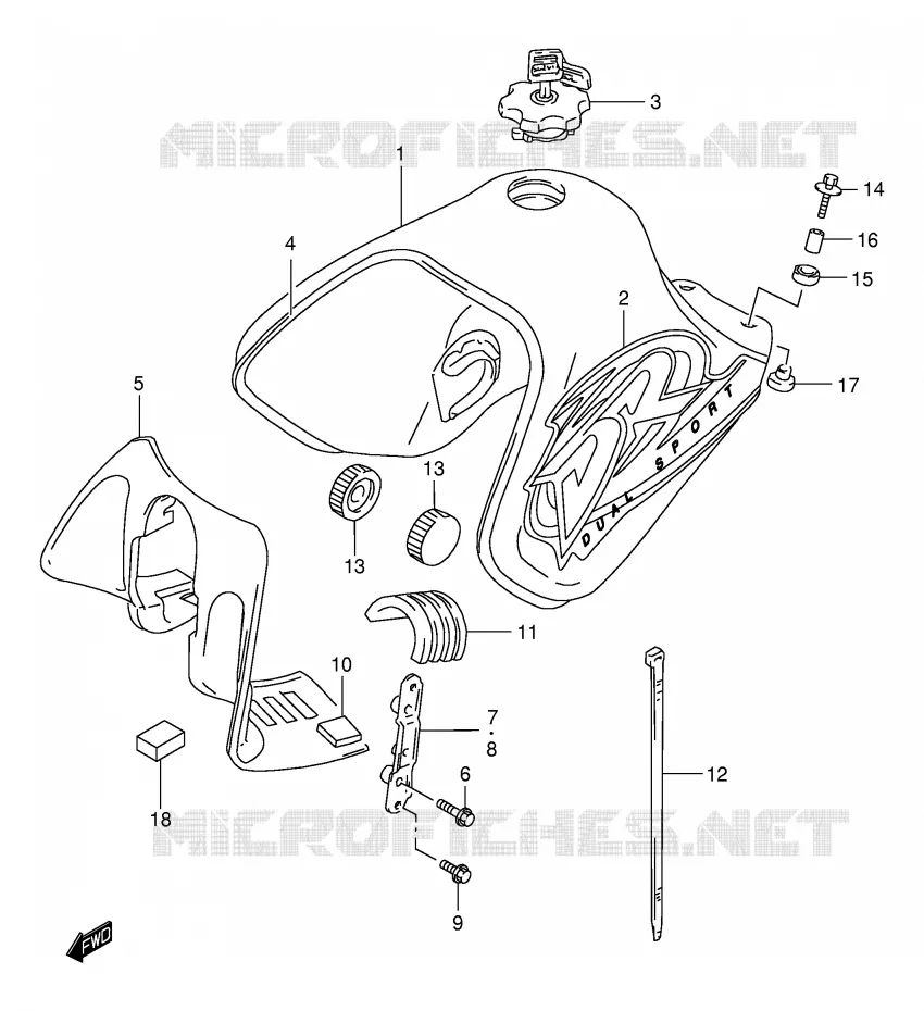 FUEL TANK (MODEL K1) Suzuki MOTO 650 DR 2004  DR650SEK4(E4)