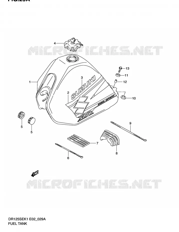 FUEL TANK (MODEL K2) Suzuki MOTO 125 DR 2002  DR125SEK2(E2)
