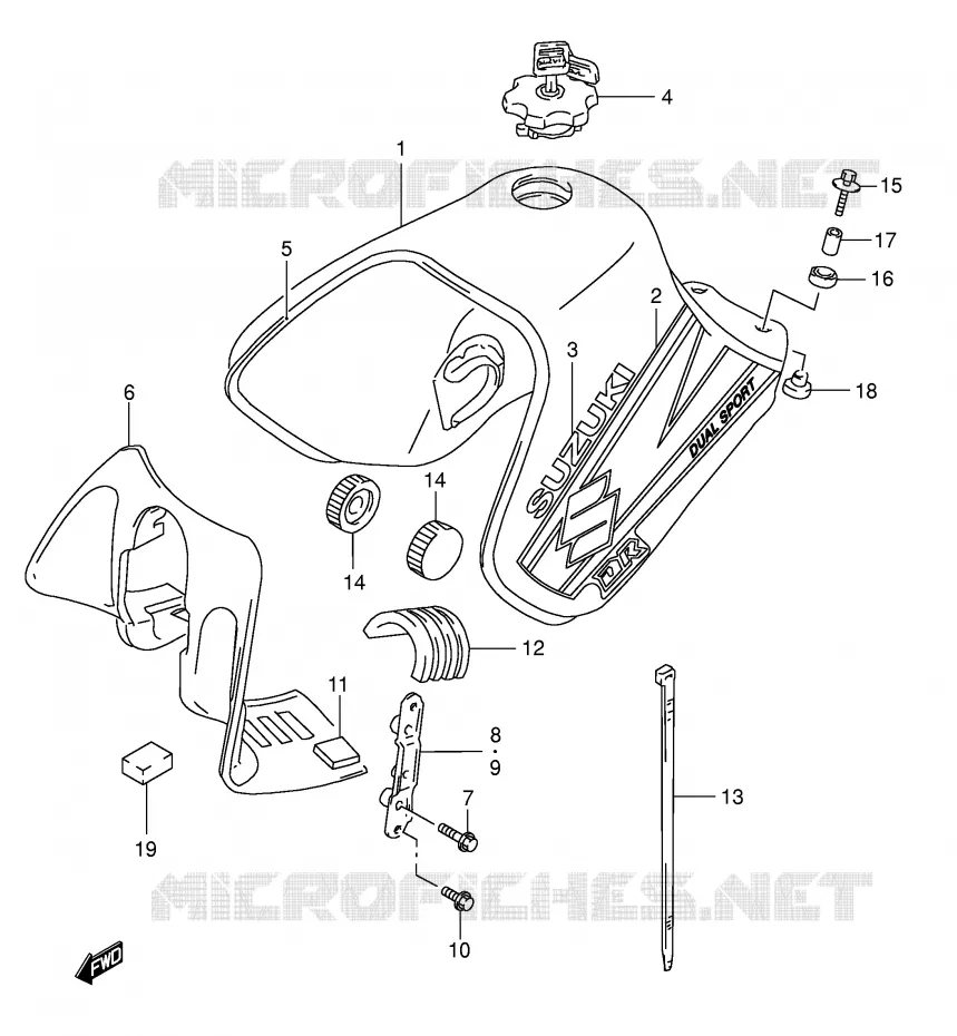 FUEL TANK (MODEL K2) Suzuki MOTO 650 DR 2002  DR650SEK2(E3/E28)