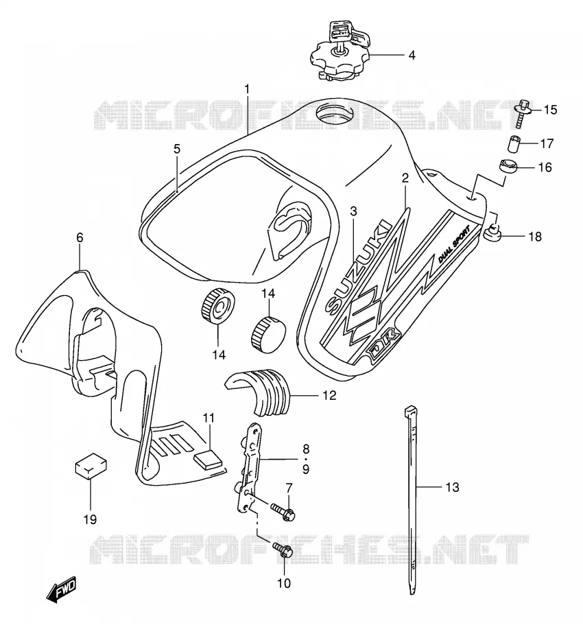 FUEL TANK (MODEL K3) Suzuki MOTO 650 DR 2002  DR650SEK2(E3/E28)