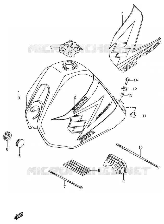 FUEL TANK (MODEL K4/K5) Suzuki MOTO 200 DR 2002  DR200SEK2(E3/E28)