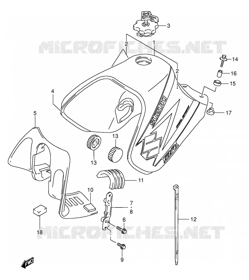 FUEL TANK (MODEL K4) Suzuki MOTO 650 DR 2003  DR650SEK3(E3/E28)