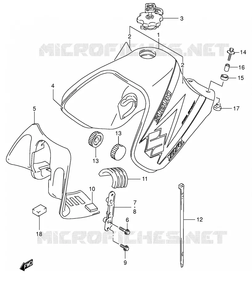 FUEL TANK (MODEL K4) Suzuki MOTO 650 DR 2004  DR650SEK4(E4)