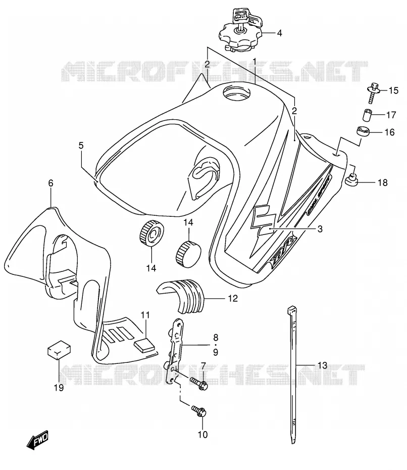 FUEL TANK (MODEL K5) Suzuki MOTO 650 DR 2002  DR650SEK2(E4)