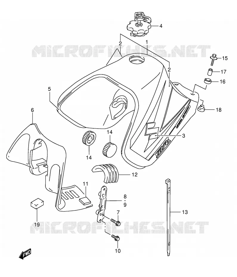 FUEL TANK (MODEL K5) Suzuki MOTO 650 DR 2004  DR650SEK4(E3/E28)