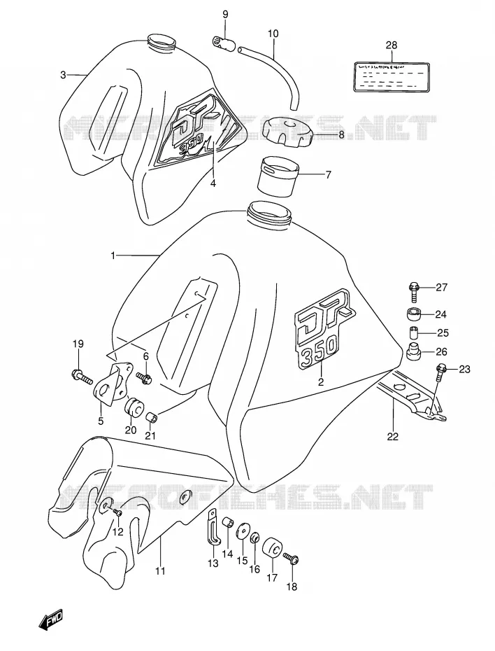 FUEL TANK (MODEL L/M) Suzuki MOTO 350 DR 1990  DR350L(E3)