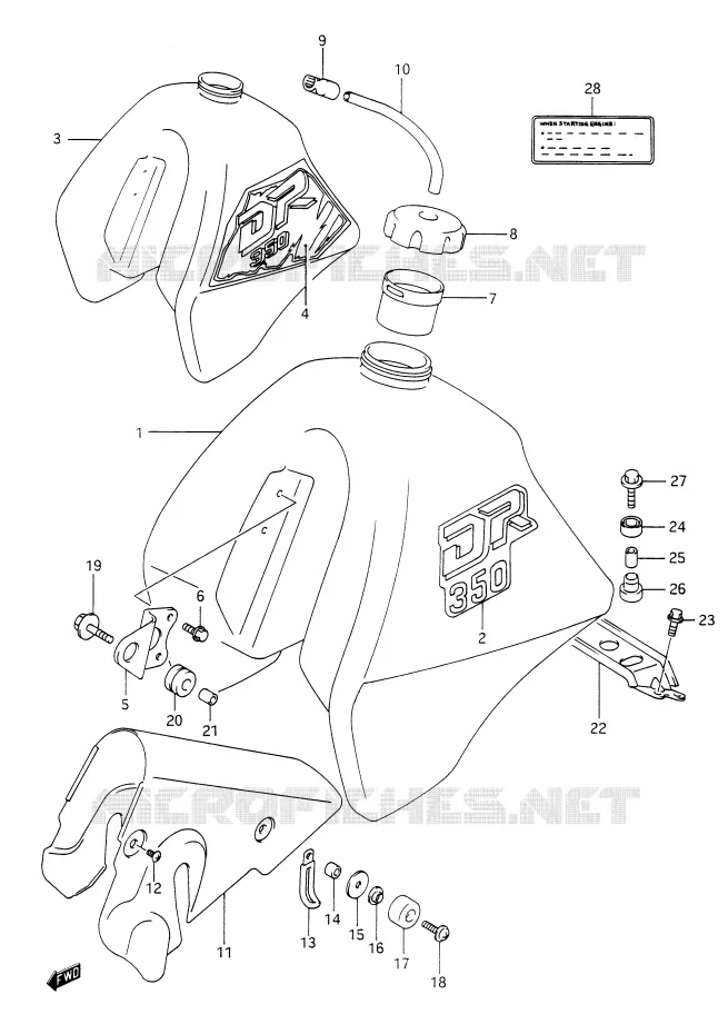 FUEL TANK (MODEL L/M) Suzuki MOTO 350 DR 1991  DR350M(E28)