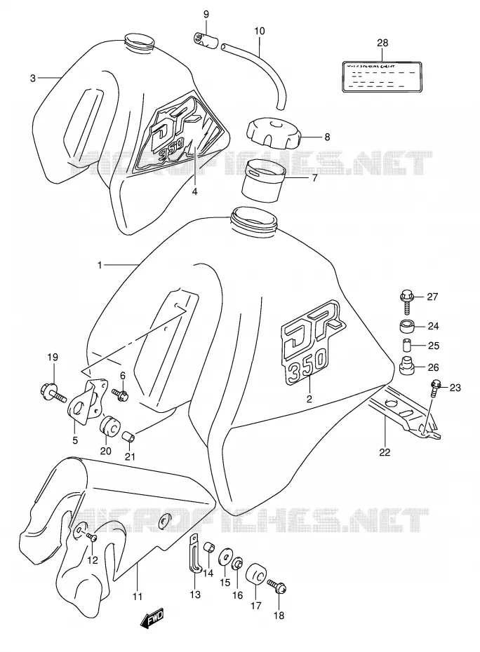 FUEL TANK (MODEL L/M) Suzuki MOTO 350 DR 1992  DR350N(E1)