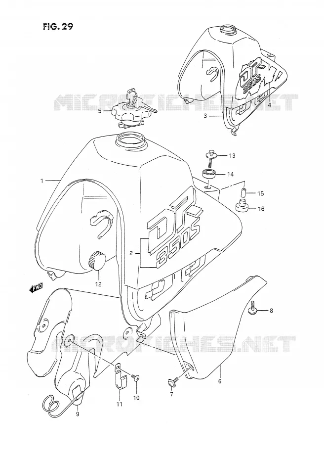 FUEL TANK (MODEL L/M) Suzuki MOTO 350 DR 1994  DR350SR(E2)