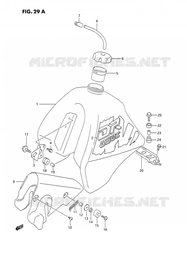 FUEL TANK (MODEL M E24) Suzuki MOTO 350 DR 1990  DR350SL(E2)