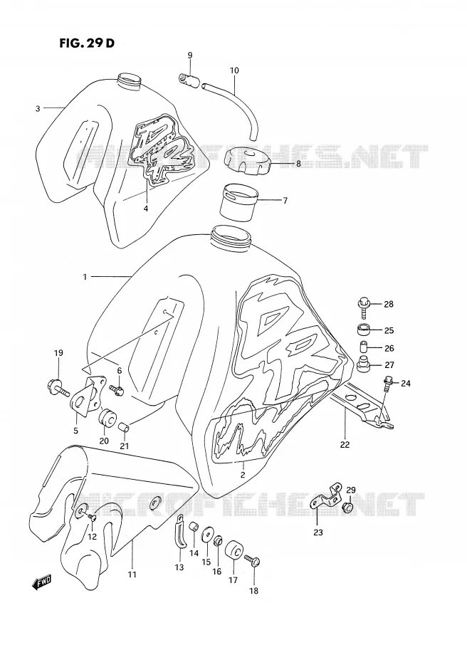 FUEL TANK (MODEL N/P E24) Suzuki MOTO 350 DR 1994  DR350SR/SHR(E2)
