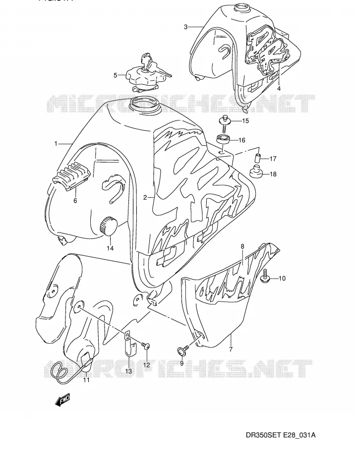 FUEL TANK (MODEL N/P) Suzuki MOTO 350 DR 1990  DR350SL(E28)