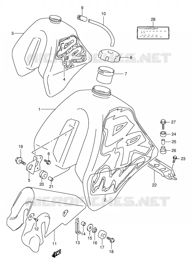 FUEL TANK (MODEL N/P) Suzuki MOTO 350 DR 1993  DR350P(E1)
