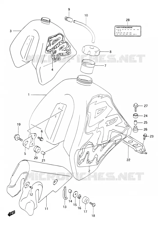 FUEL TANK (MODEL N/P) Suzuki MOTO 350 DR 1993  DR350P(E28)