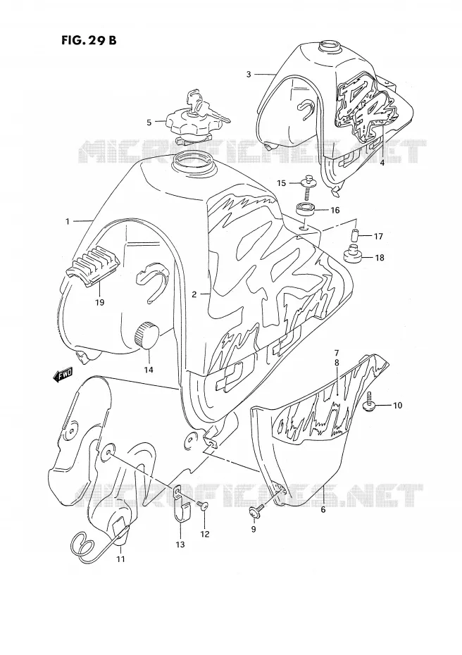 FUEL TANK (MODEL N/P) Suzuki MOTO 350 DR 1993  DR350SP/SHP(E2)