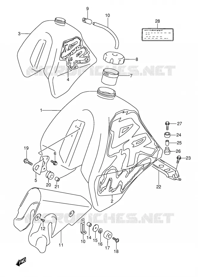 FUEL TANK (MODEL N/P) Suzuki MOTO 350 DR 1996  DR350T(E3)
