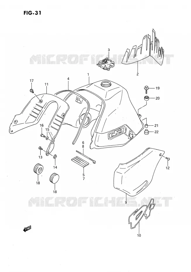 FUEL TANK (MODEL N) Suzuki MOTO 650 DR 1994  DR650R(E4)