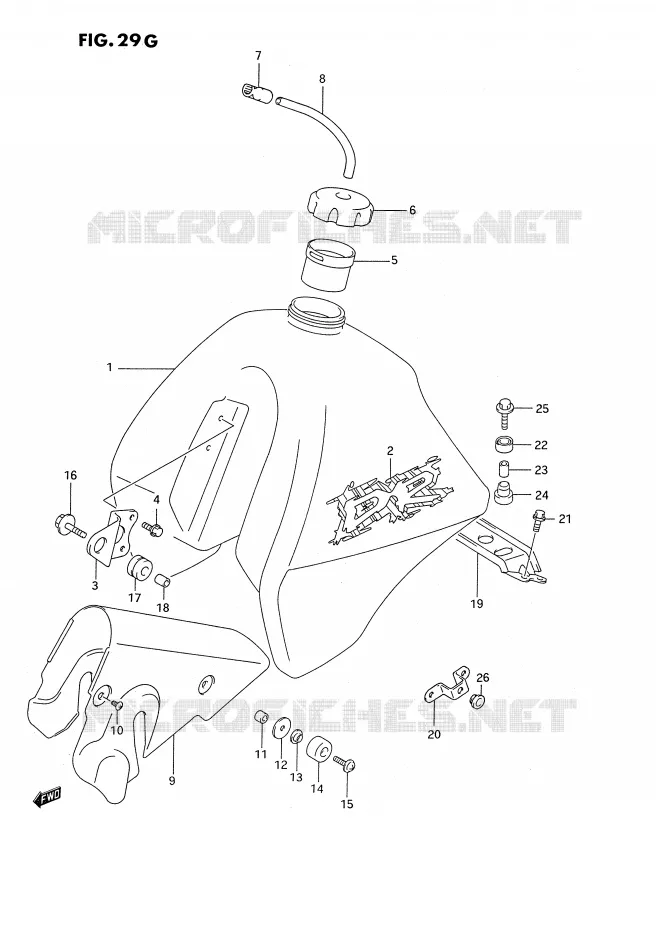 FUEL TANK (MODEL R E24) Suzuki MOTO 350 DR 1992  DR350SN(E2)