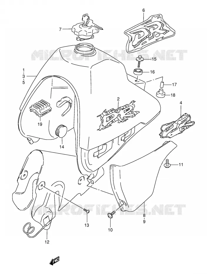 FUEL TANK (MODEL R/S/T) Suzuki MOTO 350 DR 1995  DR350SES(E2)