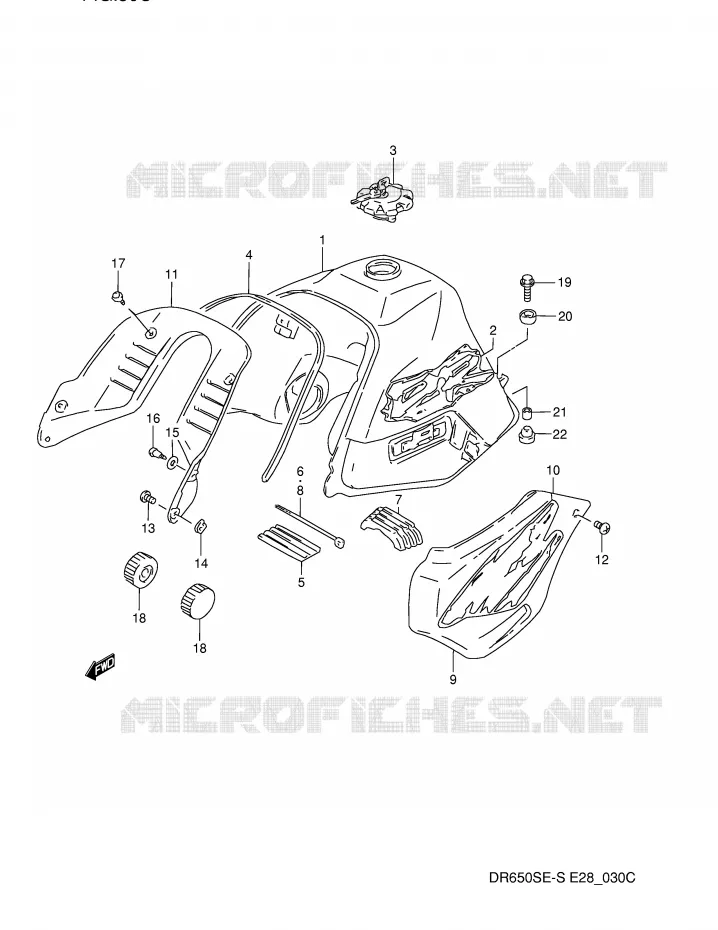 FUEL TANK (MODEL S) Suzuki MOTO 650 DR 1995  DR650SES(E28)