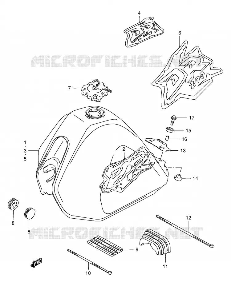 FUEL TANK (MODEL S/T/V) Suzuki MOTO 200 DR 1999  DR200SEX(E24)