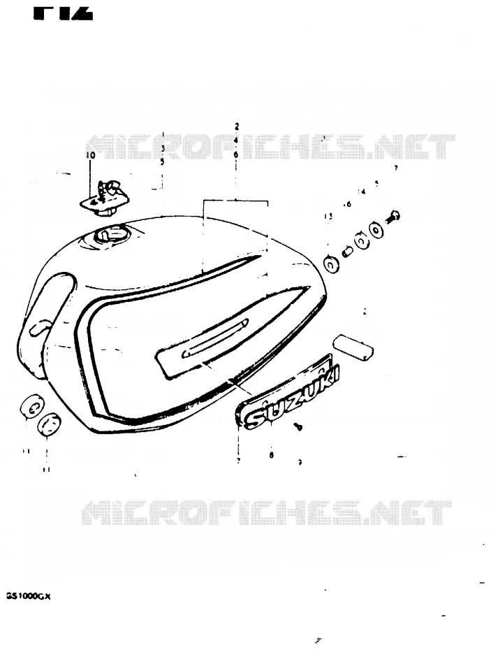 FUEL TANK (MODEL T, MODEL X : E22, E25) Suzuki MOTO 1000 GS 1981  GS1000GX(X/T)