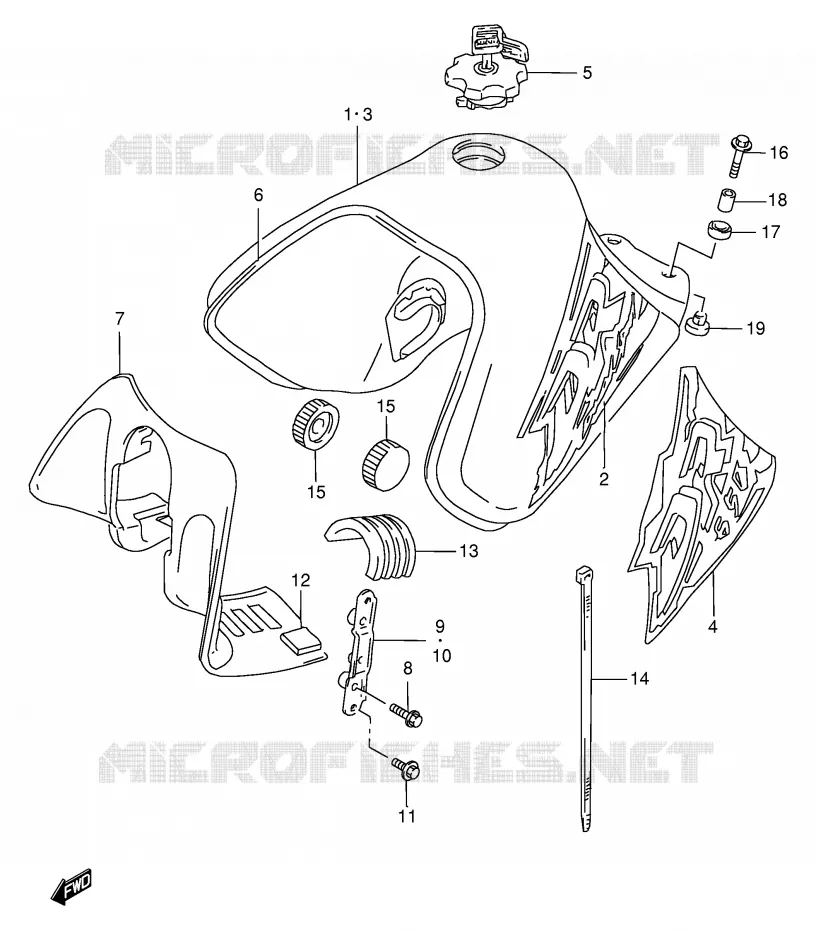 FUEL TANK (MODEL T/V) Suzuki MOTO 650 DR 1996  DR650SEUT(E4)